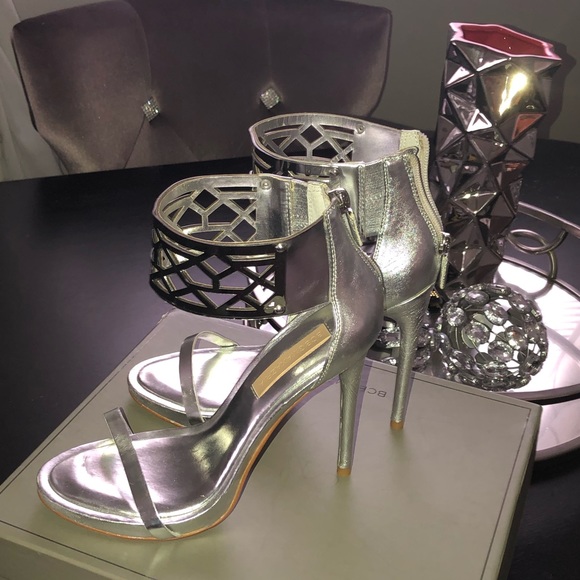 BCBGMAXAZRIA Silver Estie heel sandal prom - Picture 3 of 8